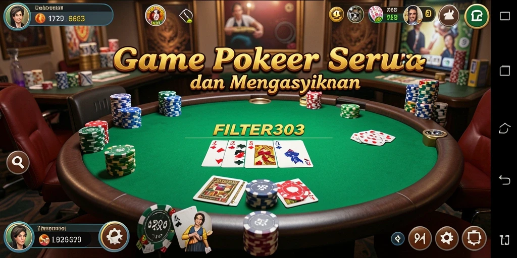 Tangkapan layar utama FILTER303 menampilkan aksi seru dalam permainan Poker.