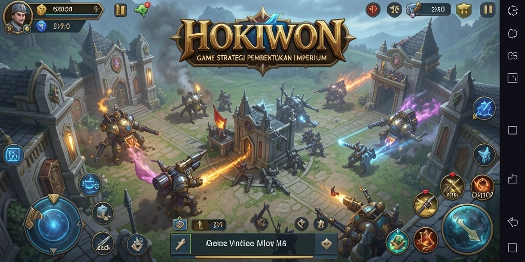 Screenshot gameplay HOKIWON menampilkan pertarungan strategis antar pemain.
