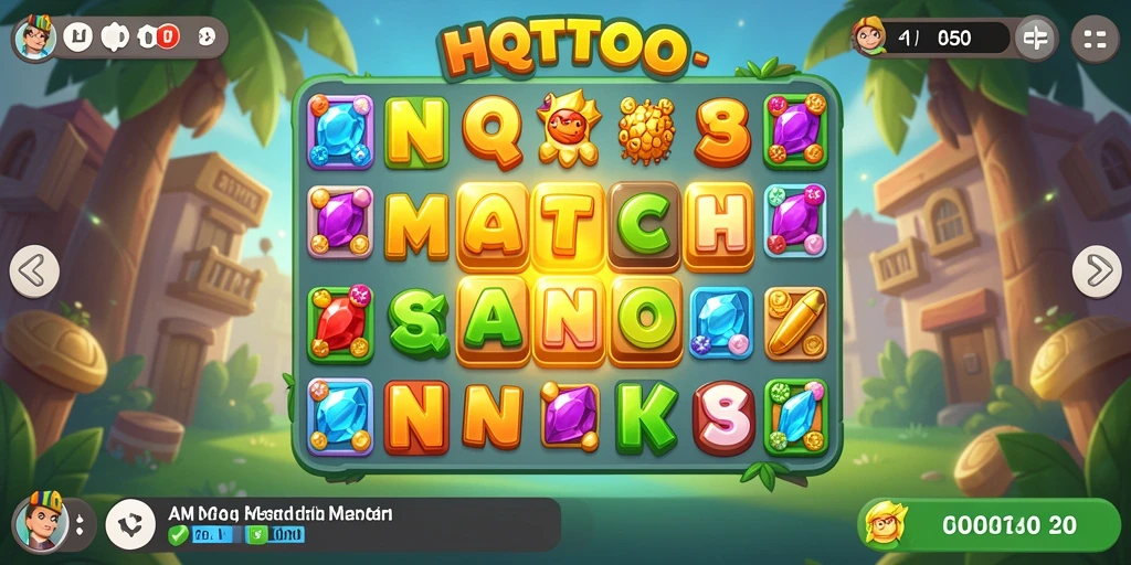 Tampilan gameplay HQTOTO menampilkan aksi seru permainan Match-3.