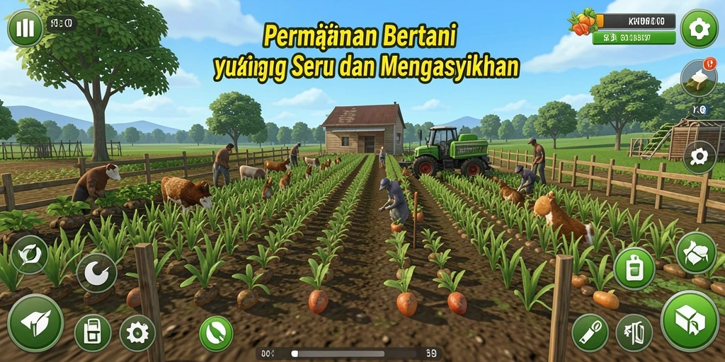 Tampilan gameplay KKWIN dengan aktivitas bertani yang seru.