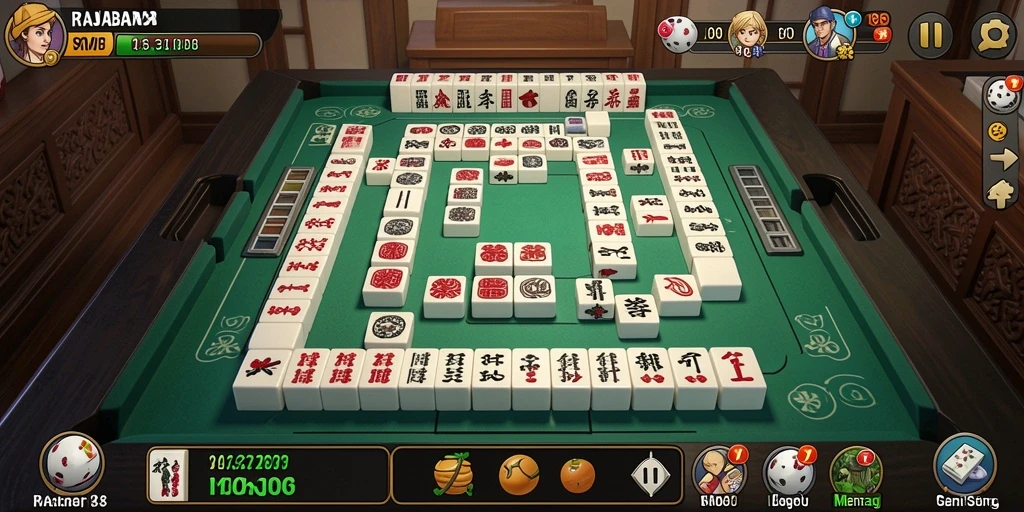 Screenshot gameplay RAJABANDAR88 menunjukkan pengalaman Mahjong yang menarik.