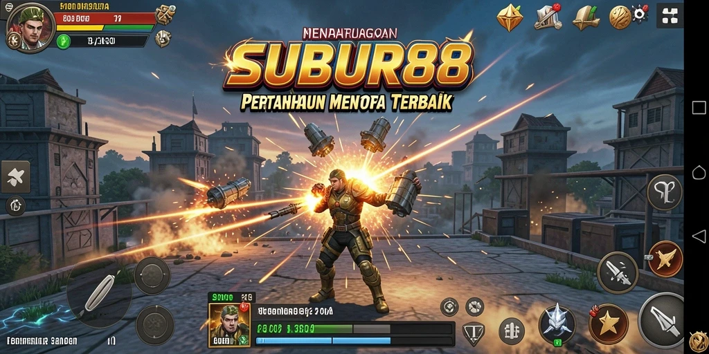Tampilan gameplay menakjubkan SUBUR88 dalam pertarungan Tower Defense.
