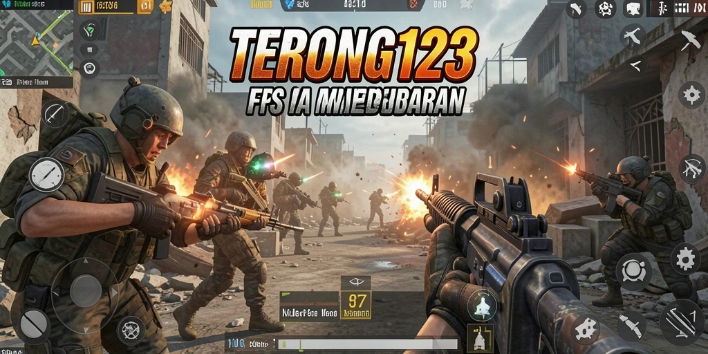 Tampilan gameplay mendebarkan dari TERONG123 dengan aksi FPS intens.